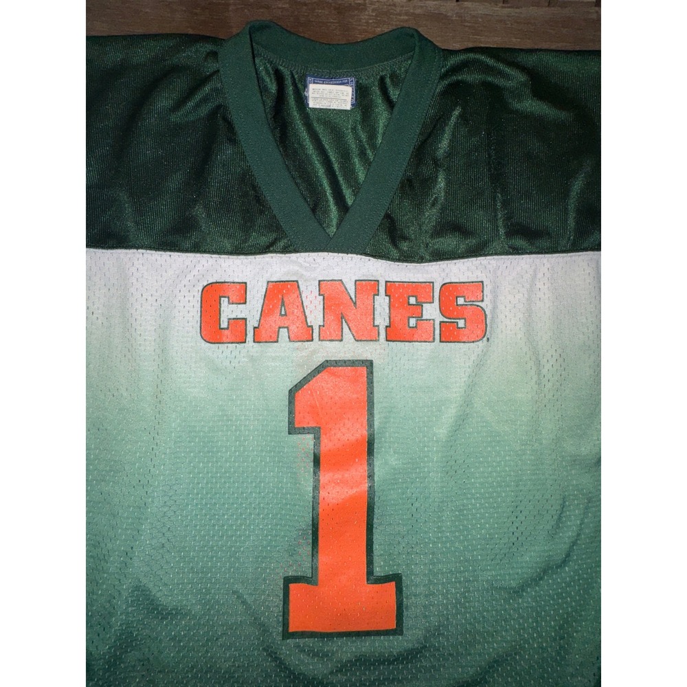 Vintage Miami Hurricanes Canes #1 Fade Mesh Football Jersey Youth L 14-16 - Picture 2 of 9